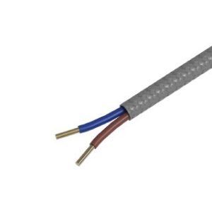 Textiel omwikkelde kabel 3 meter metallic grijs