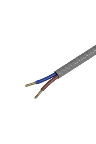 Textiel omwikkelde kabel 1,5 meter metallic grijs