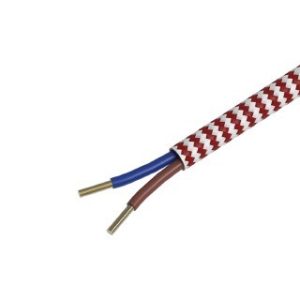 Textiel omwikkelde kabel 3 meter rood/wit