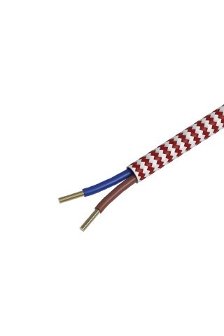 Textiel omwikkelde kabel 3 meter rood/wit