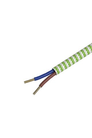 Textiel omwikkelde kabel 3 meter limoen/wit