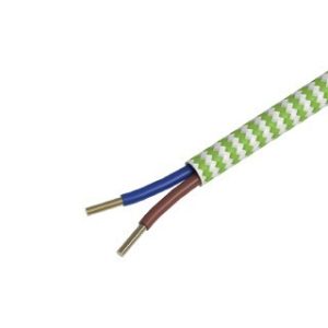Textiel omwikkelde kabel 1,5 meter limoen/wit