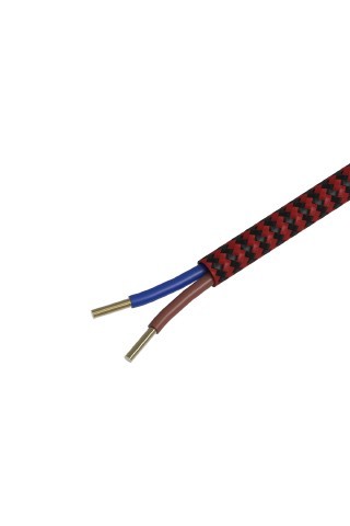 Textiel omwikkelde kabel 1,5 meter rood/zwart
