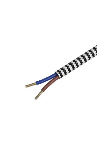 Textiel omwikkelde kabel 3 meter zwart/wit