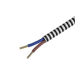 Textiel omwikkelde kabel 1,5 meter zwart/wit