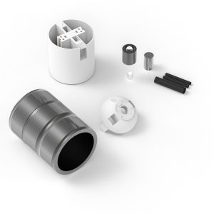 Fitting aluminium 3 ringen model mat parel zwart E27