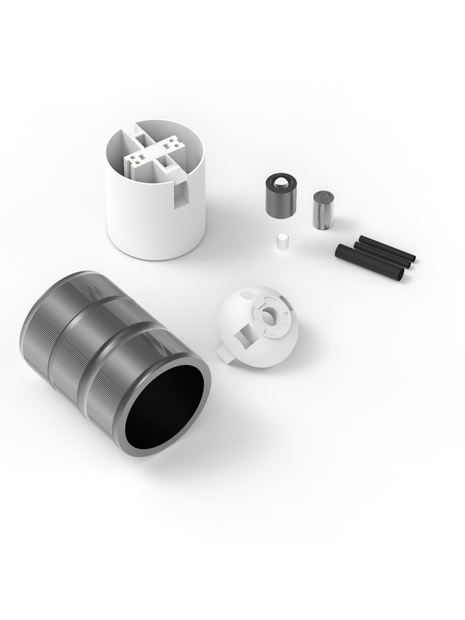 Fitting aluminium 3 ringen model mat parel zwart E27