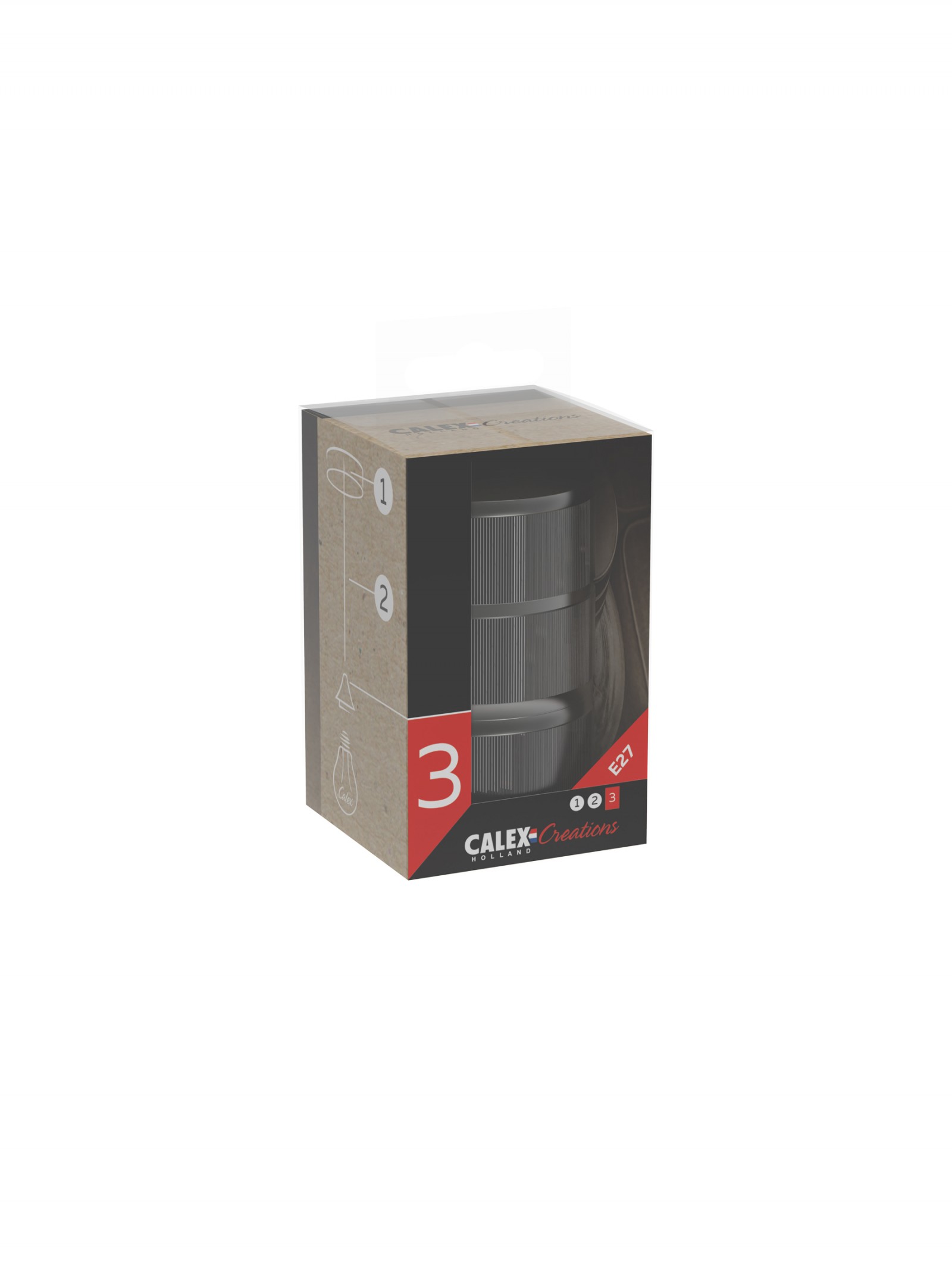 Fitting aluminium 3 ringen model mat parel zwart E27