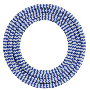 Textiel omwikkelde kabel 3 meter blauw/wit