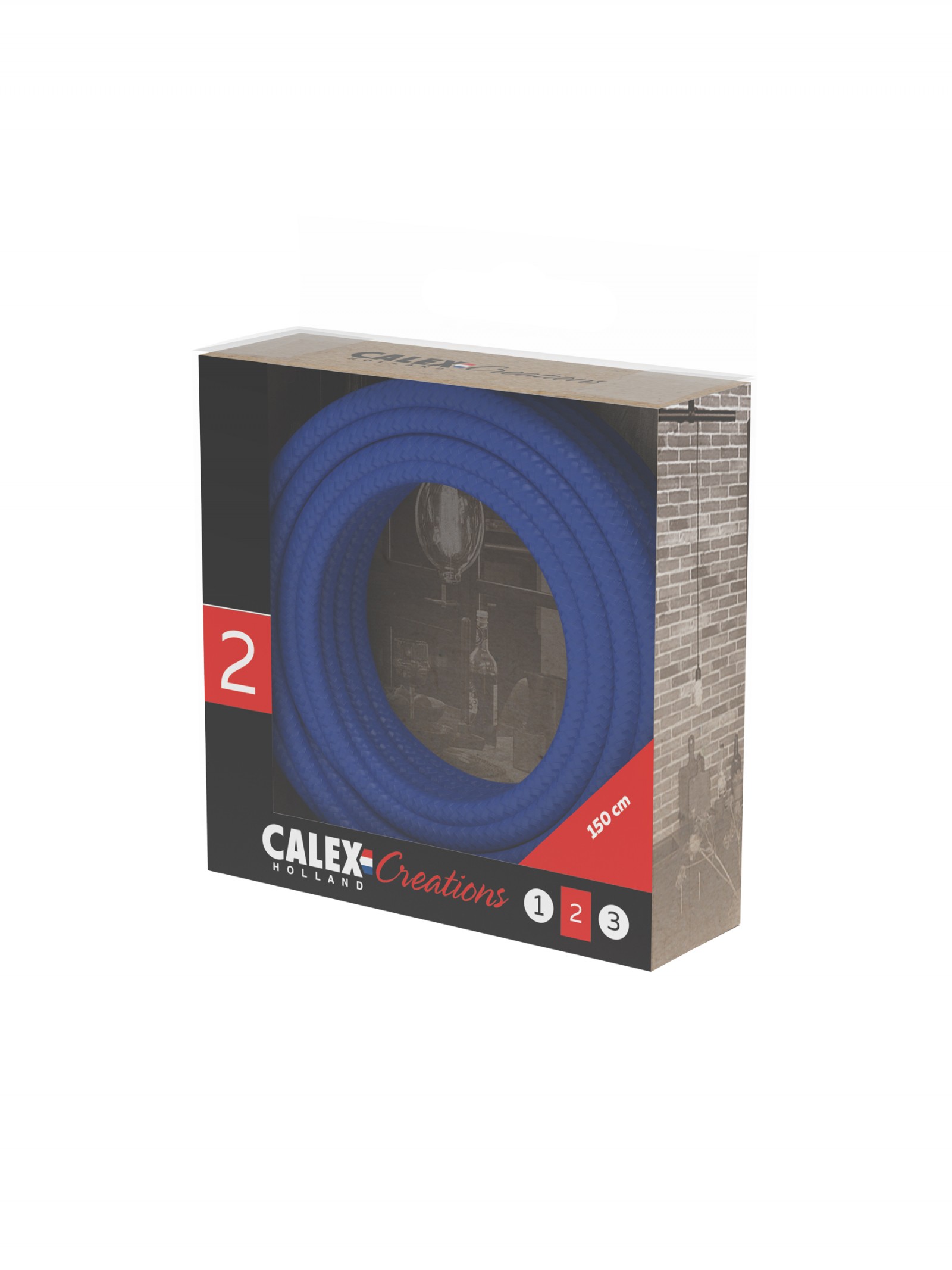 Textiel omwikkelde kabel 1,5 meter blauw