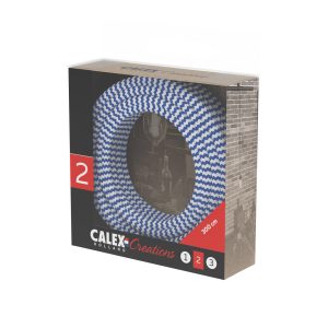 Textiel omwikkelde kabel 3 meter blauw/wit