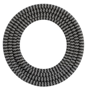 Textiel omwikkelde kabel 1,5 meter zwart/wit