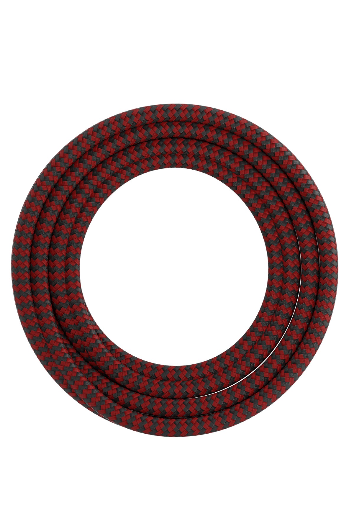 Textiel omwikkelde kabel 3 meter rood/zwart